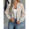 Damen Bomberjacke mit Blumenmuster Trendiger Herbst Langarm Reißverschluss Crop Sweatshirt Lässiger Mantel Pullover Oberbekleidung