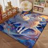 1PC White Fox with Colorful Swirls Pattern Rug Carpets for Bedroom Living Room Sofa Mat Creative Door Mat Cloakroom Home Decor