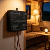 Metal Housing Gas Monitor for Motorhomes with Face-Mounted Test/Silence Control, 2 Side Openings, Red and Black Cables, and Installation Tool