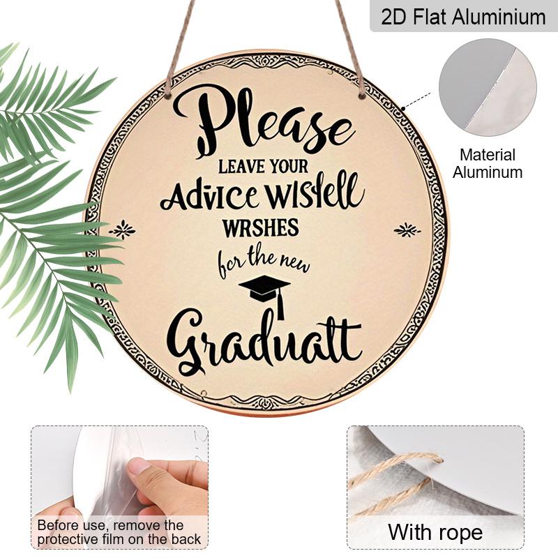 2D Flat 1pc, 8x8 in, Vintage Graduation Aluminum Metal Sign - Rustic Wall Art with Inspirational Message & Graduation Cap Illustration - Home, Bar