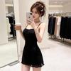 Women's Sexy Green Spaghetti Strap Dress - Spring/Summer Travel Style Slimming Short Skirt