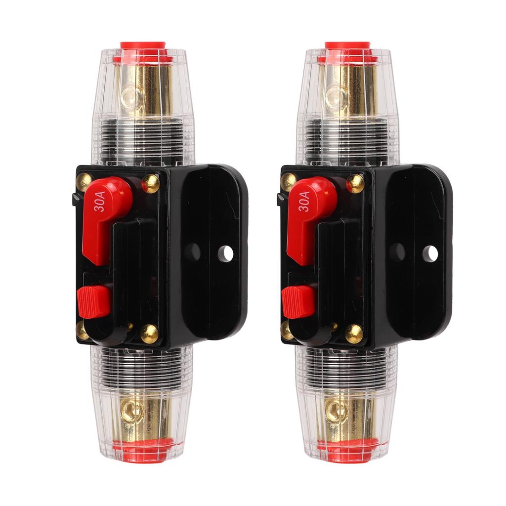 12‑24V Inline Circuit Breaker with Manual Reset Fuse Holder Battery Lugs Heat Shrink Tubes for Car Boat Audio System