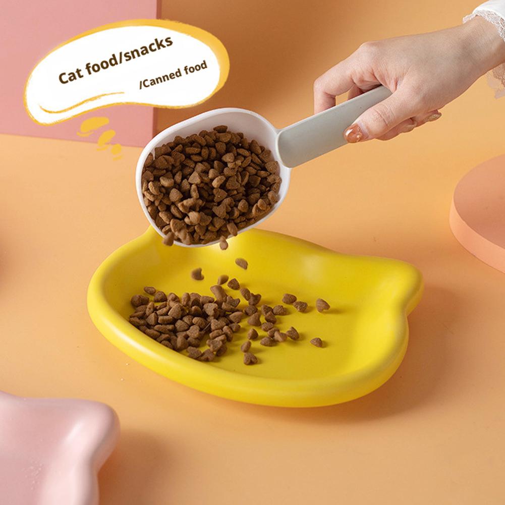 Multicolor Cat-Shaped Plastic Cat Bowl Set Cartoon Non-Slip Pet Food Dish for Cats Ideal Pet Supplies