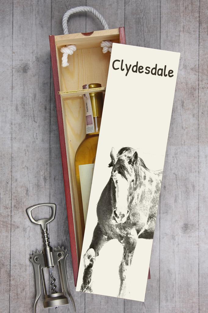 Clydesdale - Wine Box with a Horse, Alcohol Box with Graphics, Personalized Gift Box from the Art-Dog Brand