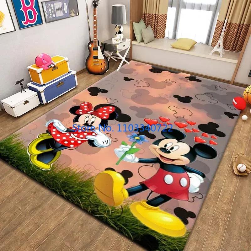 Mickey Minnie Area Mat, Cute Cartoon Rug Carpets 120x160cm Decor for Living Room Children's Bedroom Sofa Bathroom Kids Floor Mat