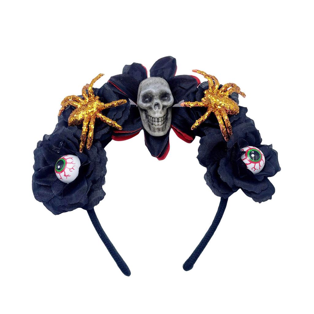 Halloween Skull Flower Headband for Adult Roleplay Costume Headwear Party Props Hair Decorations Festival Props Hairhoop