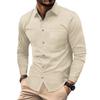 Spring and Autumn New Men's Waffle Solid Color Cardigan Chest Pocket Long Sleeves