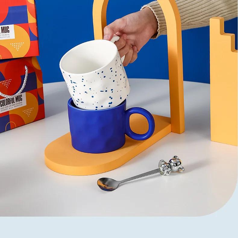 Creative Ins Style Coffee Mugs with Spoons, High Appearance Level Mugs, Housewarming Gift Box