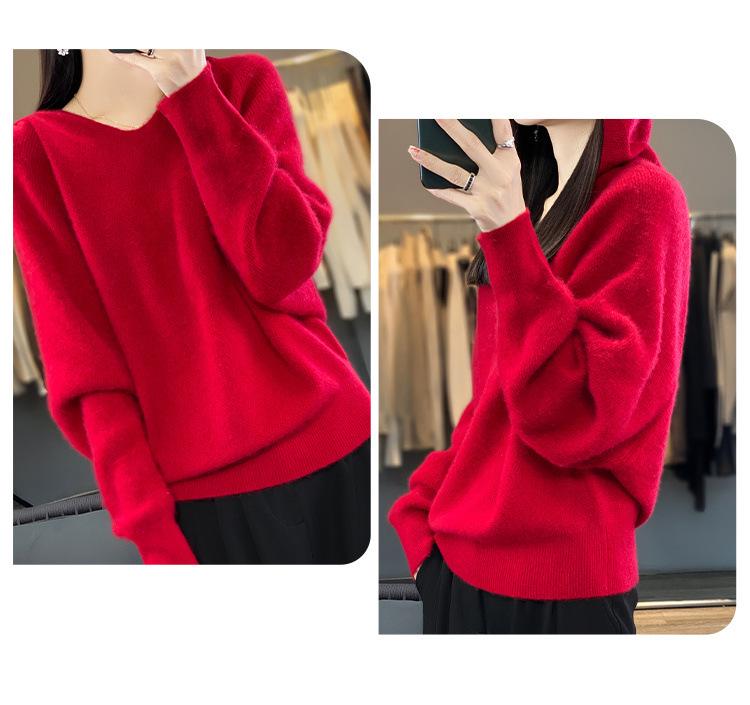 Women's Soft V-neck Sweater - 2026 Autumn/Winter Loose Knit Long Sleeve Pullover Top