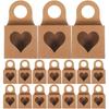 VILLCASE 25 Pieces Kraft Paper Wine Bottle Box with Window, Small Hanging Gift Boxes, Foldable Wine Candy Boxes for Chocolate, Truffles, Cookies,