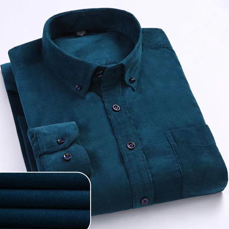 Men's Vintage Corduroy Long Sleeve Shirt - Pure Cotton Business Casual