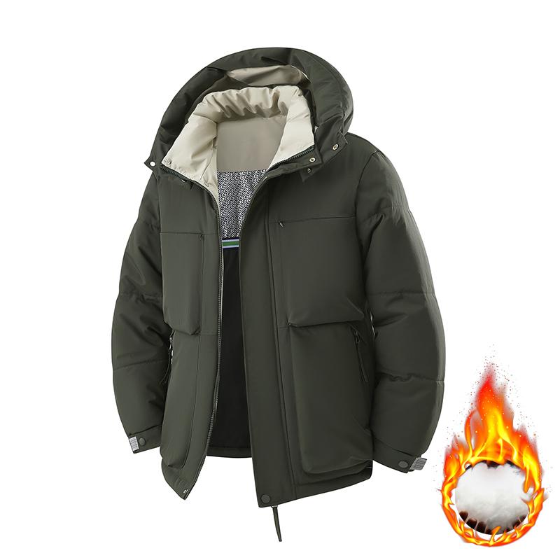 Men's Hooded Cold Resistant Short Jacket Autumn and Winter Outdoor Sports Warm Cotton Jacket Casual and Fashionable Jacket