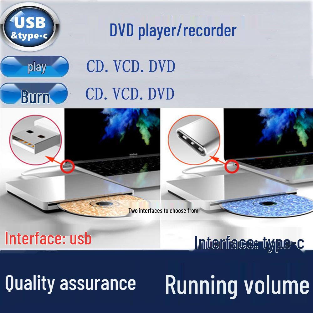 High-Speed USB-C/USB External Slot-in DVD Burner