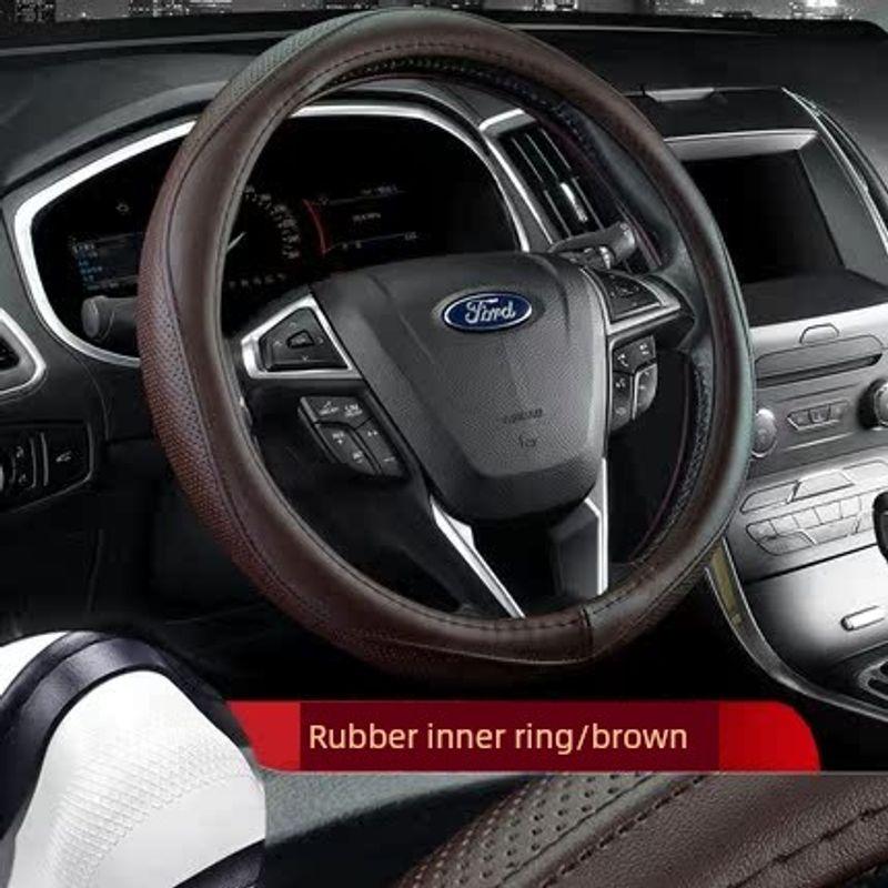 Car Steering Wheel Cover, Genuine Leather Handle Cover for Ford Focus, Edge, Territory, Mondeo, Explorer, Escort, Kuga