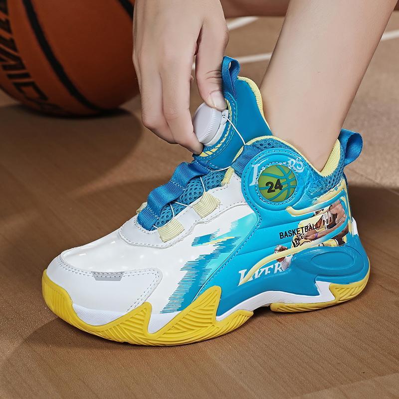 31-40 Dziecięce Duże Rozmiary Antypoślizgowe Odporne na Zużycie Modne Wysokie Buty do Koszykówki Trend Sportowy Buty Dziecięce