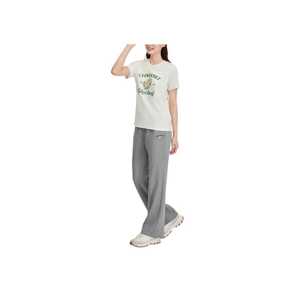 Skechers Comfortable Soft Durable Lace-Up Knitted Sports Pants Women pants Light-Gray L225W175-004F