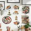 Japanese Food Sushi Sticker 3D Japanese Style Sushi Restaurant Background Wall Decor Window Glass Door Wall Decor Sticker