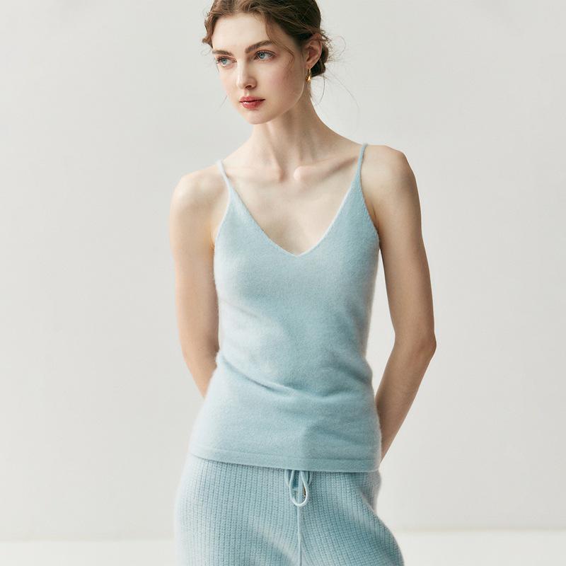 2025 Autumn/Winter V-neck Cashmere Slim-fit Vest - Women's Wool Knit Innerwear