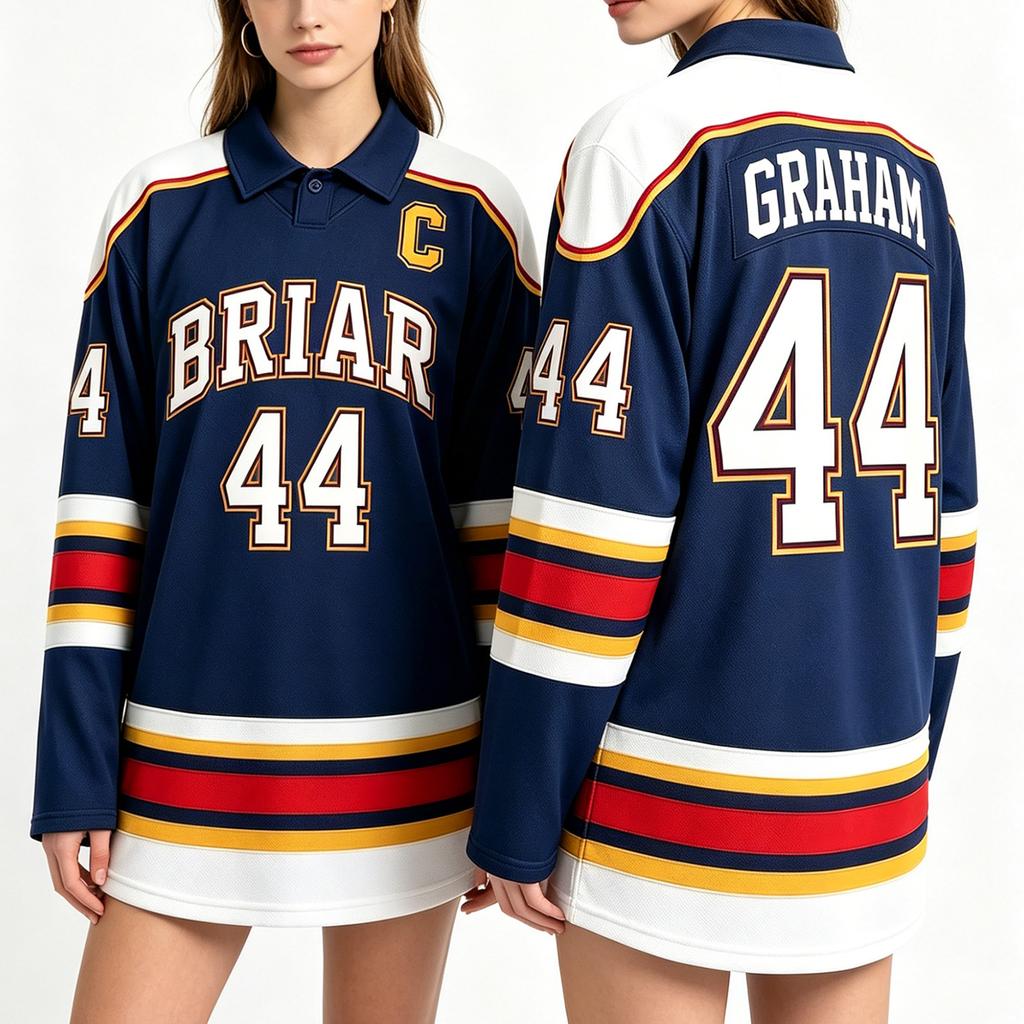 Men's Long Sleeve Hockey Jersey Mesh Fabric Casual Fit Printed Number and Letter Design Lightweight Breathable Sports Shirt