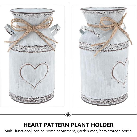 

2 шт. Металлическая ваза для цветов Оцинкованная молочная банка Лейка, Деревенская подставка для растений Фермерская ваза для цветов Горшок для декора дома, офиса, сада В помещении и на открытом воздухе