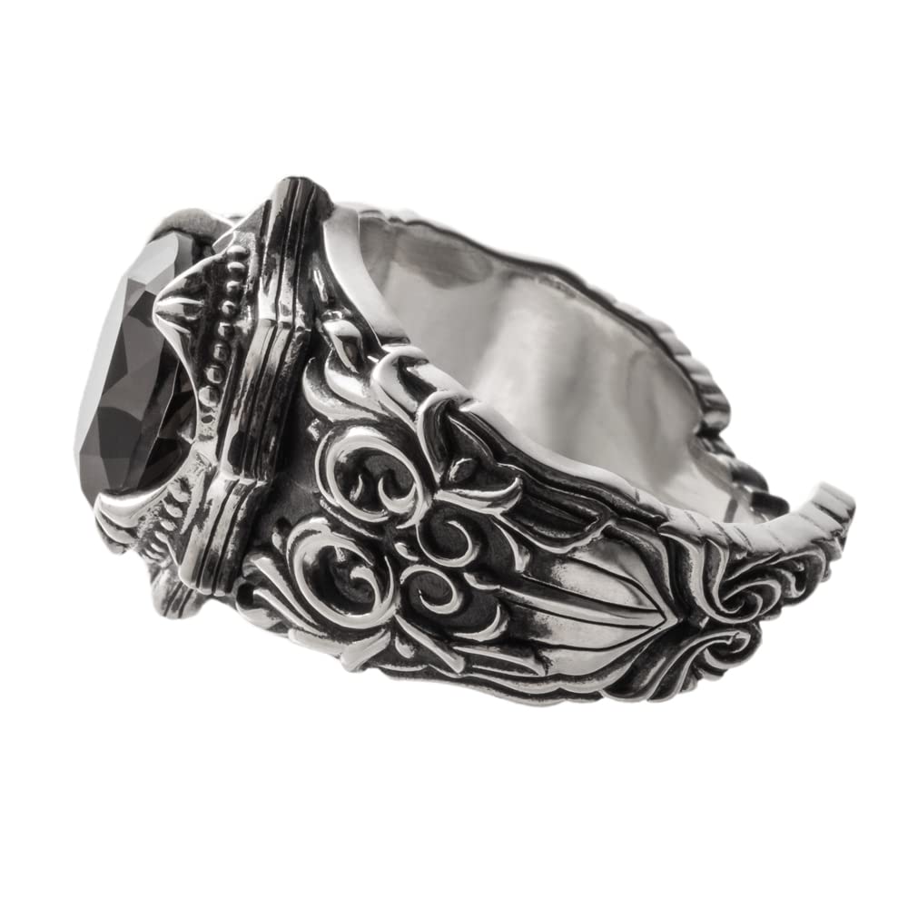 Artemis Classic Black Knight Silver Ring Silver Brand Silver Ring with Mystic Quartz Crystal (ACR0296) - Men's Accessories, Jewelry,