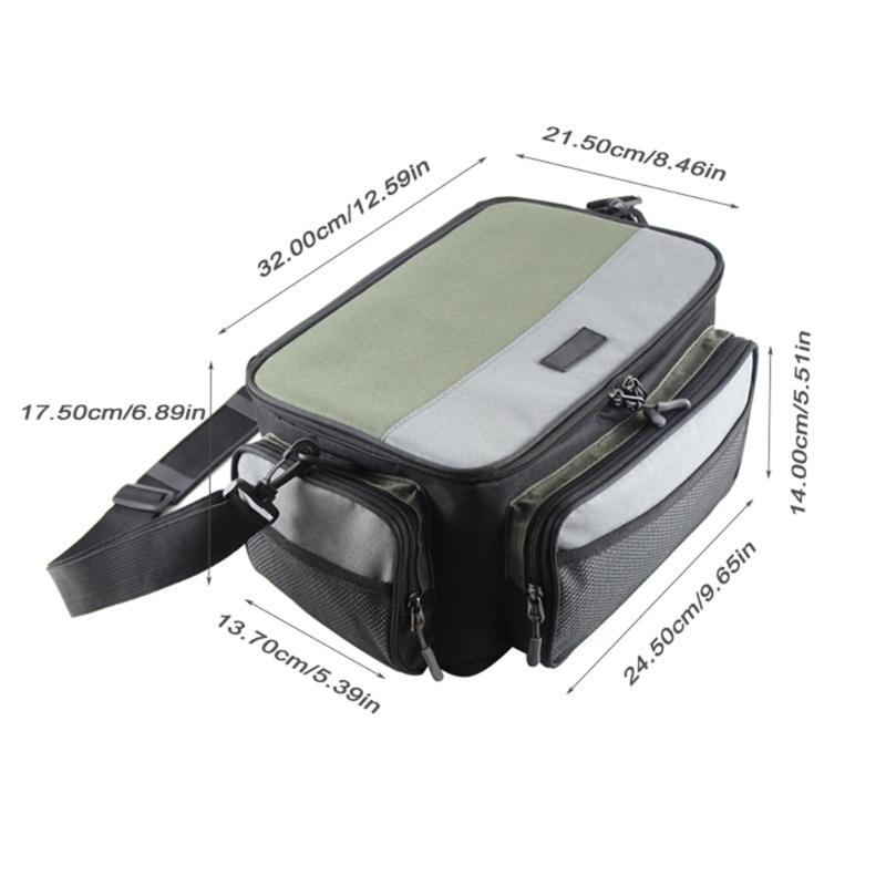 Large Capacity Fishing Tackle Bag Fishing Gear Bag Multipockets Carrying Pouches