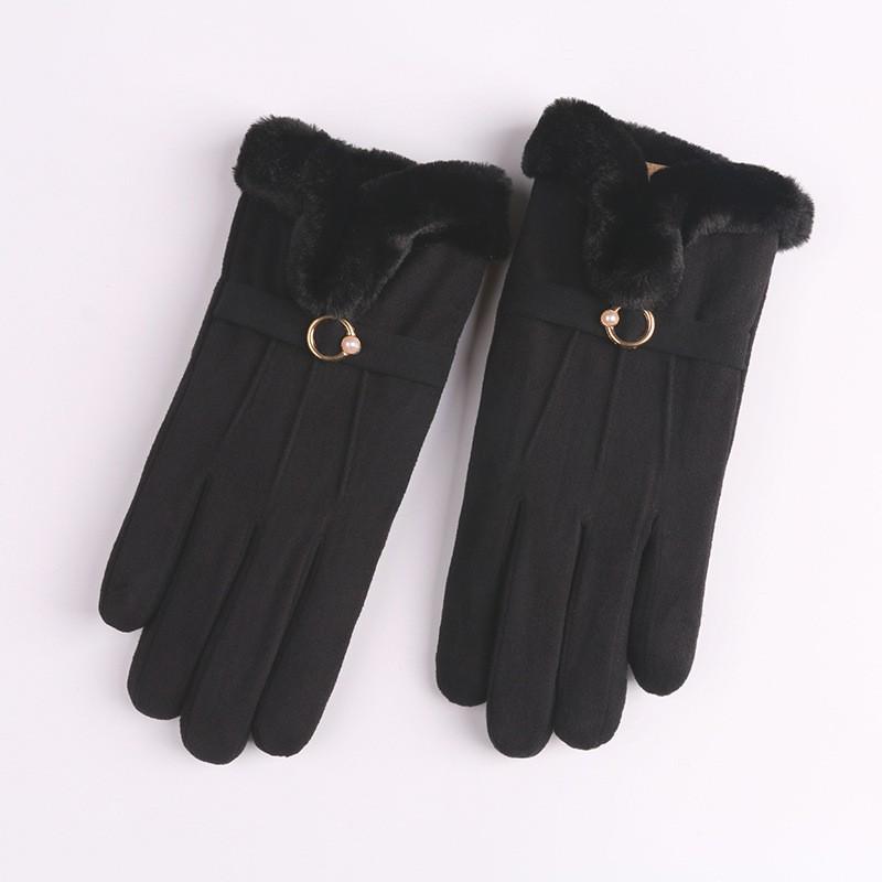 Unisex Fleece-Lined Suede Gloves for Outdoor Cycling and Driving - Cold-Proof, Touchscreen-Enabled for Autumn and Winter.