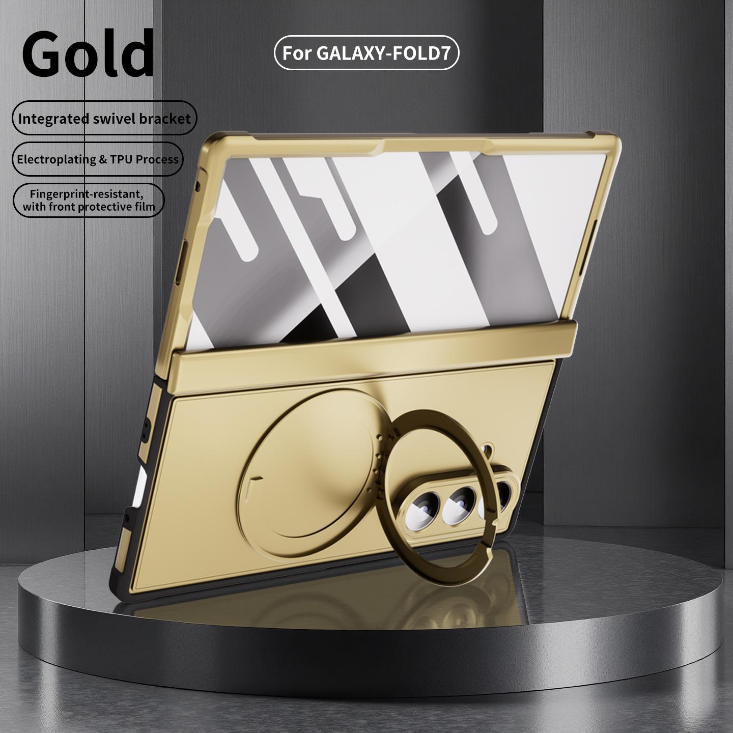 

For Samsung Galaxy Z Fold 7 electroplated phone case, shiny case body, with magnetic stand and tempered glass screen protector Galaxy Z Fold7