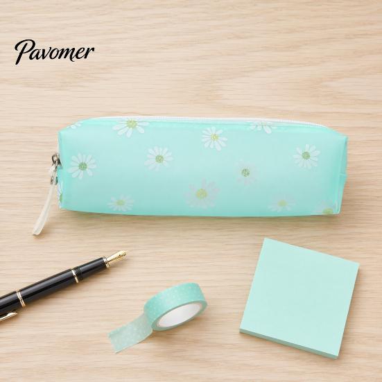 Macaron Color Pencil Case Flower Case, Large Capacity PVC Pen Pouch, Spill-proof Holder Waterproof Stationery Bag for Students, School Supplies
