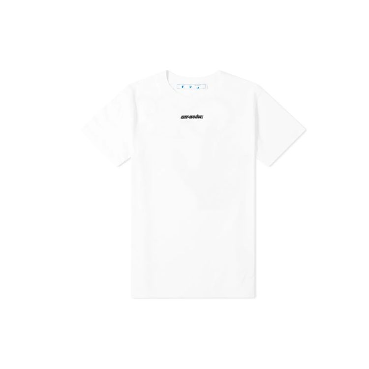 Off-White Marker Short-Sleeve Slim Tee White/Blue Men Tops OMAA027E20JER0050145