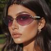 Small Frame Sexy Cat Eye Sunglasses Women  Luxury Brand Trendy Steampunk Rimless Sun Glasses Vintage Metal Punk Shades UV400