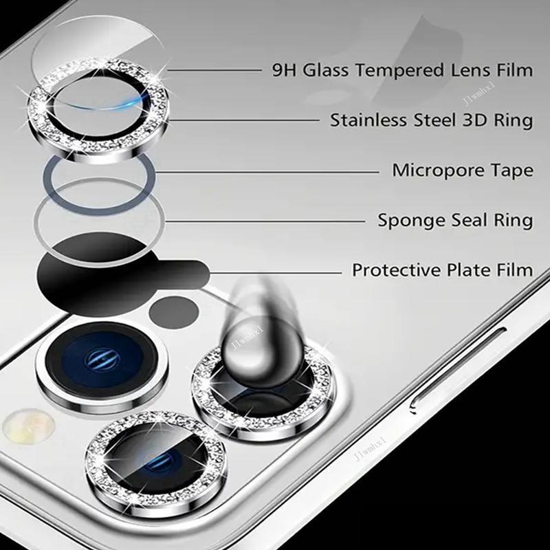Protector Metalic Inel Obiectiv Sticlă pentru iPhone 16E 11 12 13 14 15 16 17 Pro Max plus Air 12 mini 13 mini Protecție Obiectiv Cameră Film Cameră