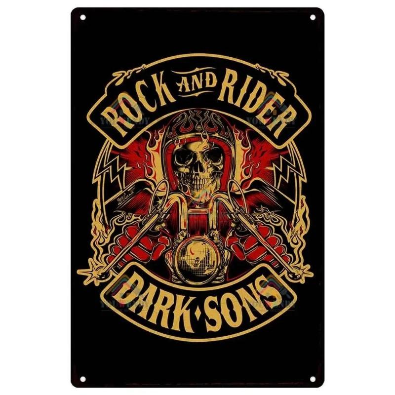 

Skull Motorcycle Retro Sign, Metal Wall Decor Indoor Outdoor