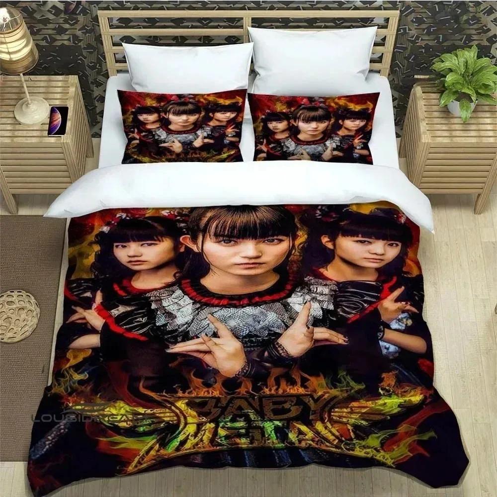 2/3 pièces Housse de couette et taie d'oreiller Band B-Babymetal, Ensemble de literie simple/double pour la maison, Décoration de chambre, Cadeaux pour garçons et filles 100×135cm