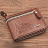 Men Leather Wallet Genuine Wallet Vintage Short Male Wallets Zipper Poucht Male Purse Money Bag Card Holder Soft Purses Cartera