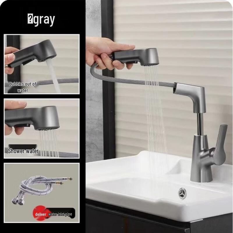 TLXT Gunmetal Gray Pull-out Basin Faucet