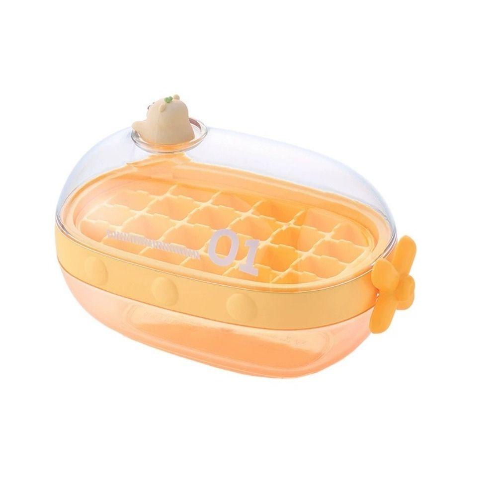 Rotating Knob Ice Cube Tray With Lid And Bin Ice Making Box Cute Ice Cube Mold  Kitchen