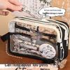 2025 Trendy Ink Wash Pencil Case: Stylish Ancient Design for Girls & Boys