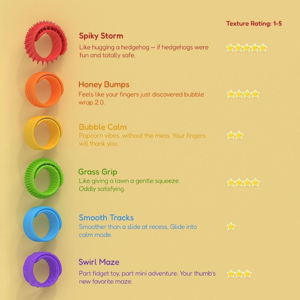 6Pcs Children Gits Sensory Bracelet Textured Silicone Slap Bracelets Sensory Toys Office Desk