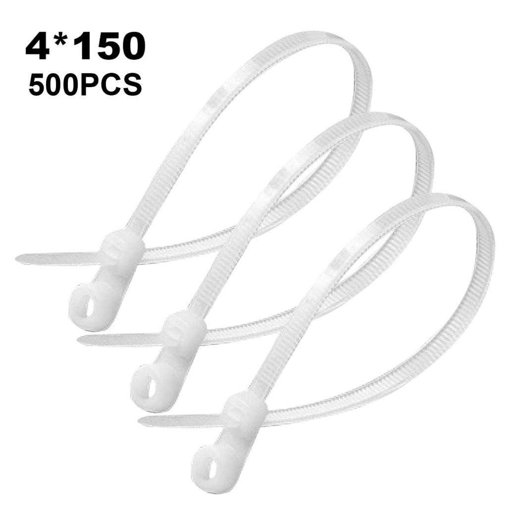 500Pcs Fixed Nylon Cable Ties W/ Screw Hole Self Locking Nylon Cable Ties for Home Office Automotive Cord Management