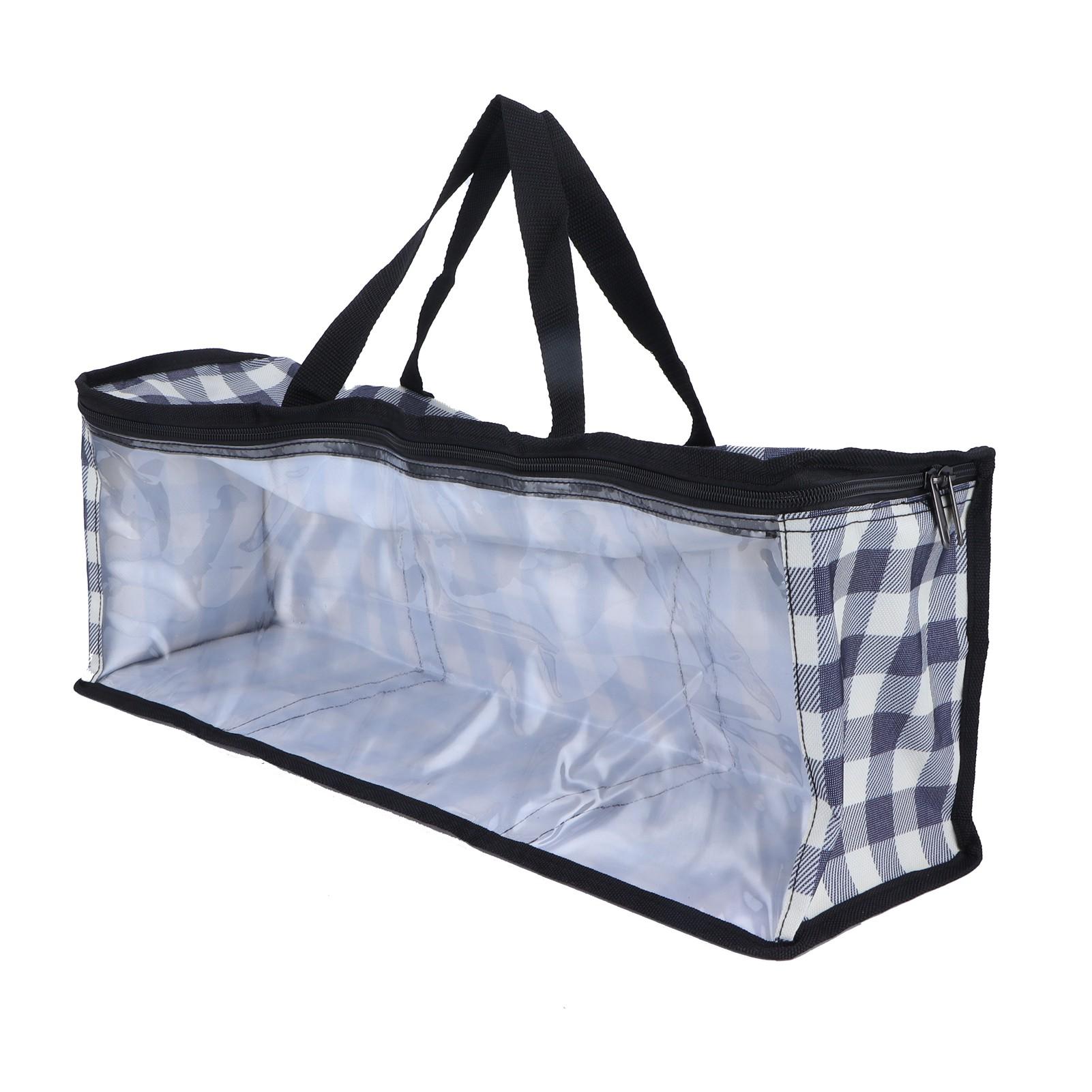 Сумка для хранения Прозрачная Большая Вместимость ПВХ Пленка Пылезащитная Сумка для хранения для Путешествий Общежития Колледжа Кемпинга Хранения Blue Plaid