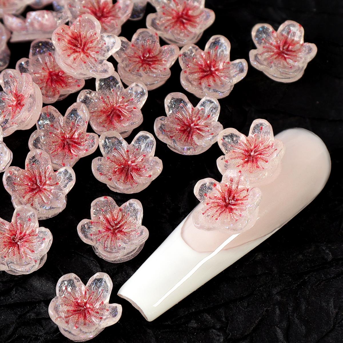 

30 шт., 3D-подвески для ногтей с розовым цветком розы, смешанные жемчужные бусины, стразы, украшения для ногтей на день Святого Валентина, аксессуары для ногтей, роскошные детали