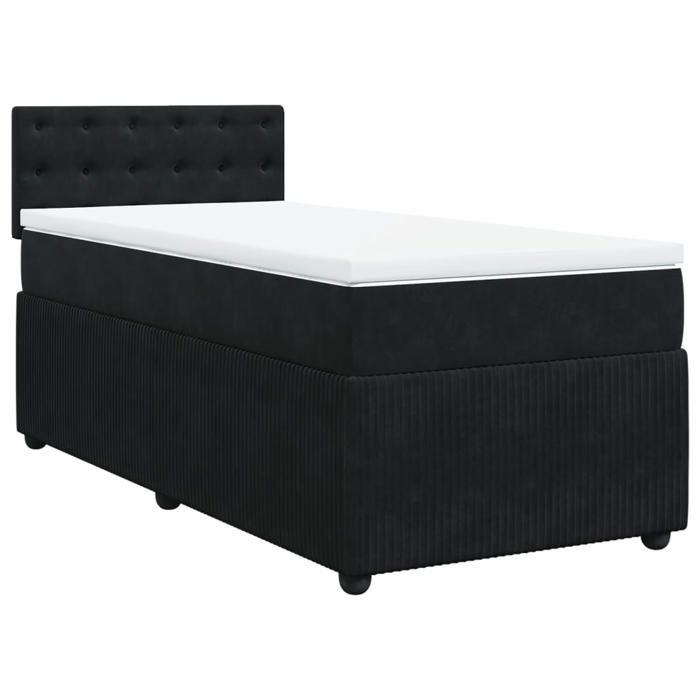 VidaXL Slatted Bed Base with Mattress Black 90x190 Cm Velvet 3289916