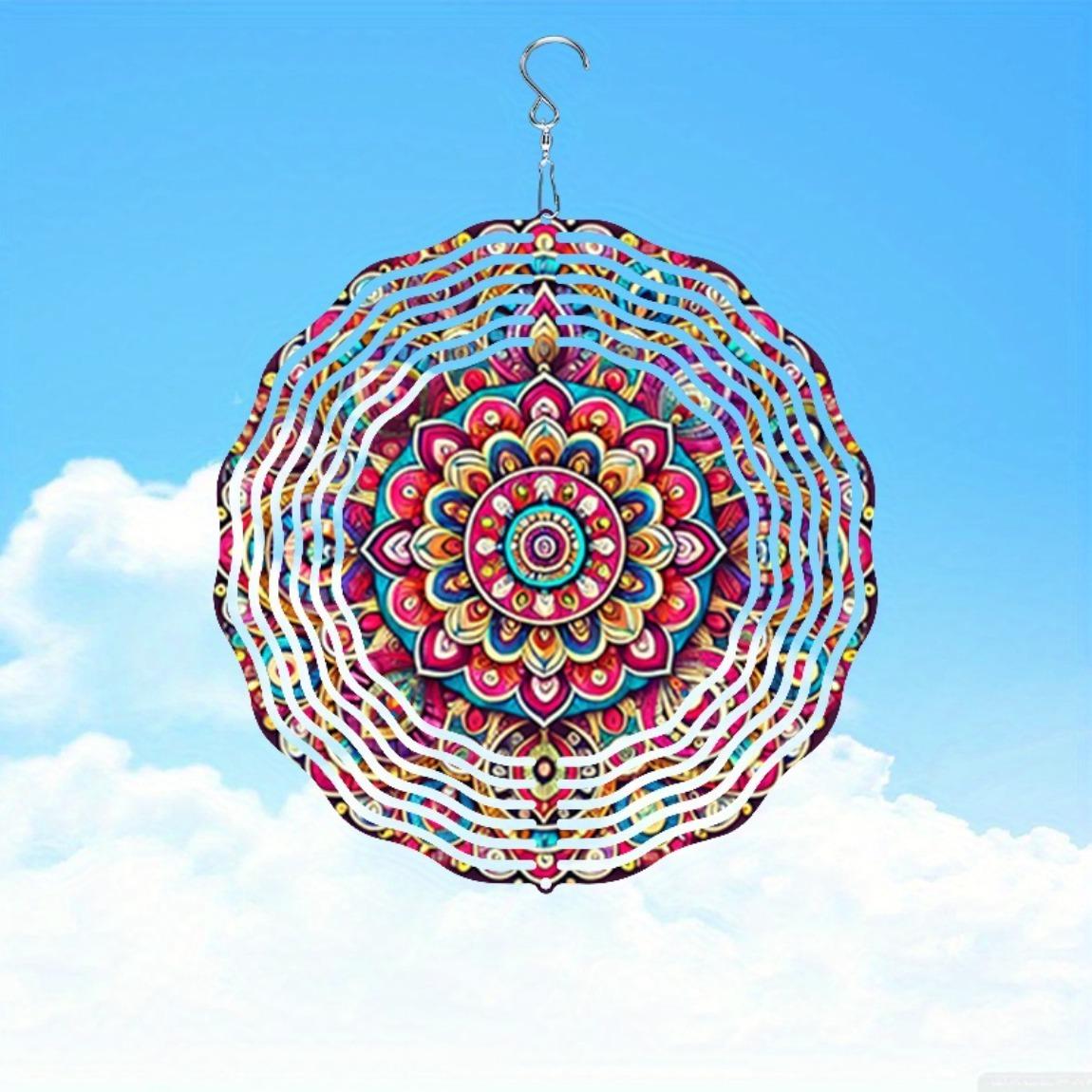 

Colorful Geometric Metal Wind Chime Outdoor Garden Decor Rotating Hanging Art for Patio Balcony Holiday Festival Decoration