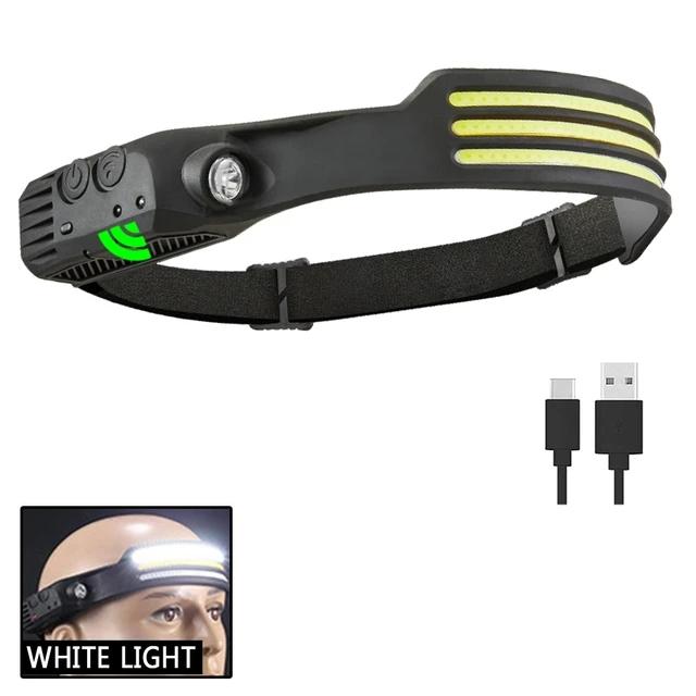 Novo Farol LED COB Multimodo com Sensor Bateria Embutida Recarregável por USB À Prova d'Água Lanterna para Acampamento ao Ar Livre Pesca