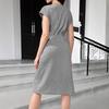 Women's Dress Short-sleeved Round Neck Solid Color Casual and Elegant Knee-length Dress