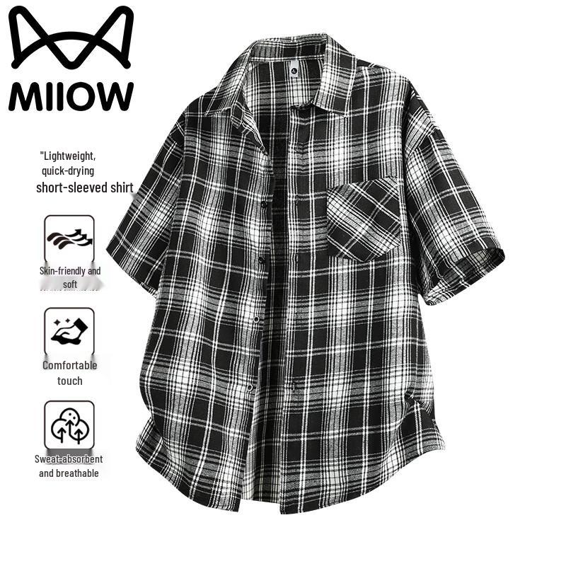 Maoren Men s Summer Plaid Short Sleeve Shirt 4XL