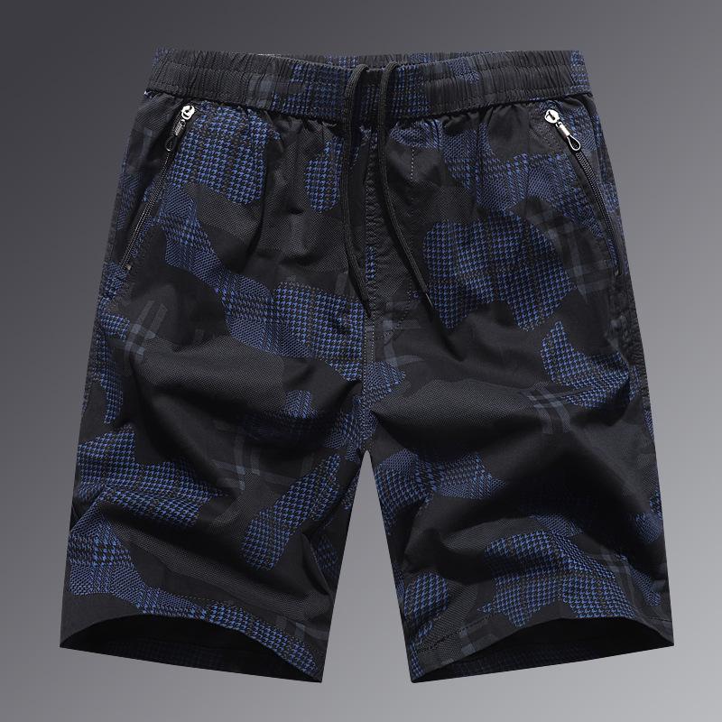 Men's Camouflage Bermuda Shorts with Zipper Pockets, Lightweight Casual Beach Pants, Loose Fit