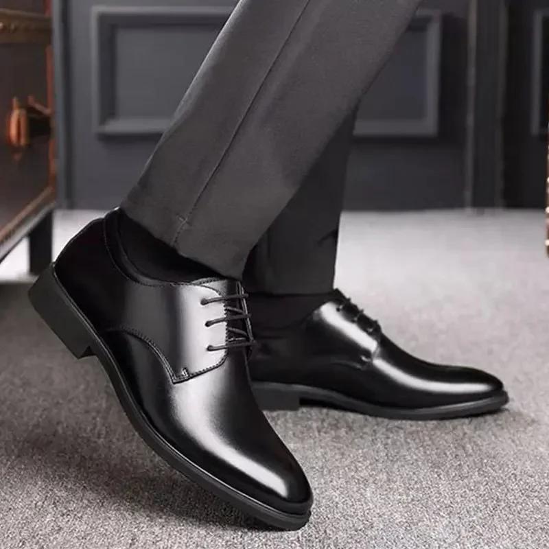 Men's Leather Shoes Lace Up Oxfords Spring Autumn Best Man Men's Business Formal Wear Casual Shoe Plus Size 47 Male Dress Shoes