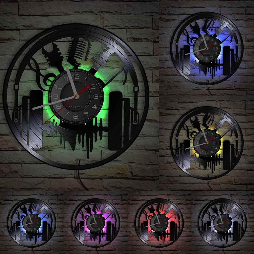 Music Is My Life Music Inspirational Quote Home Decor Music Headphone Wall Clock Rock n Roll Vintage Vinyl Record Wall Clock
